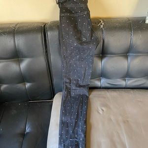 Rhine stone embellished jeans.